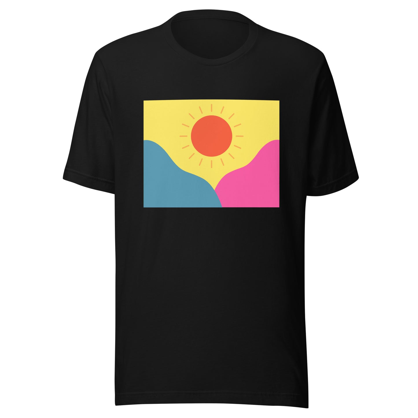 Abstract sun above mountains Unisex t-shirt