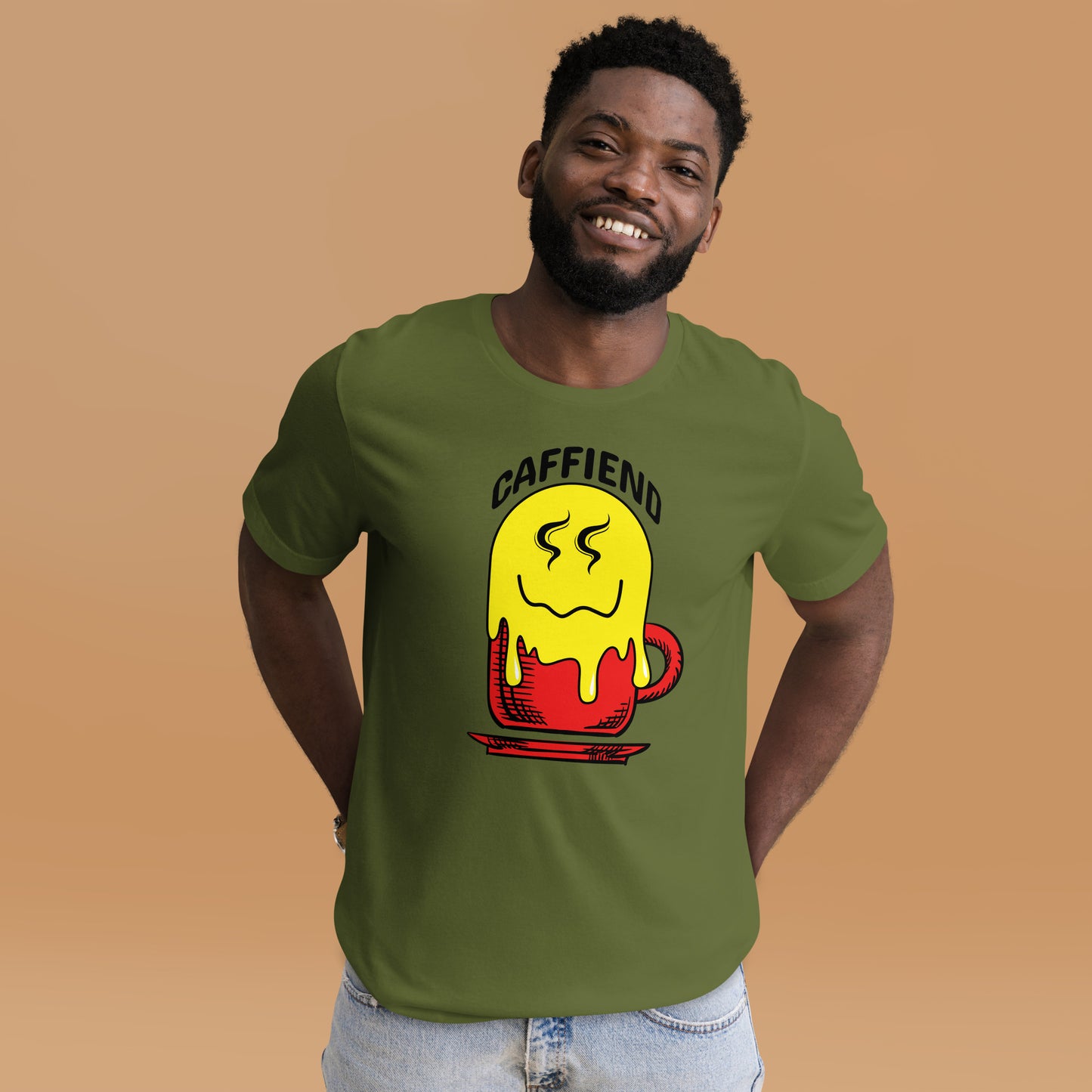 Melting Smile Emoji Caffiend Unisex t-shirt