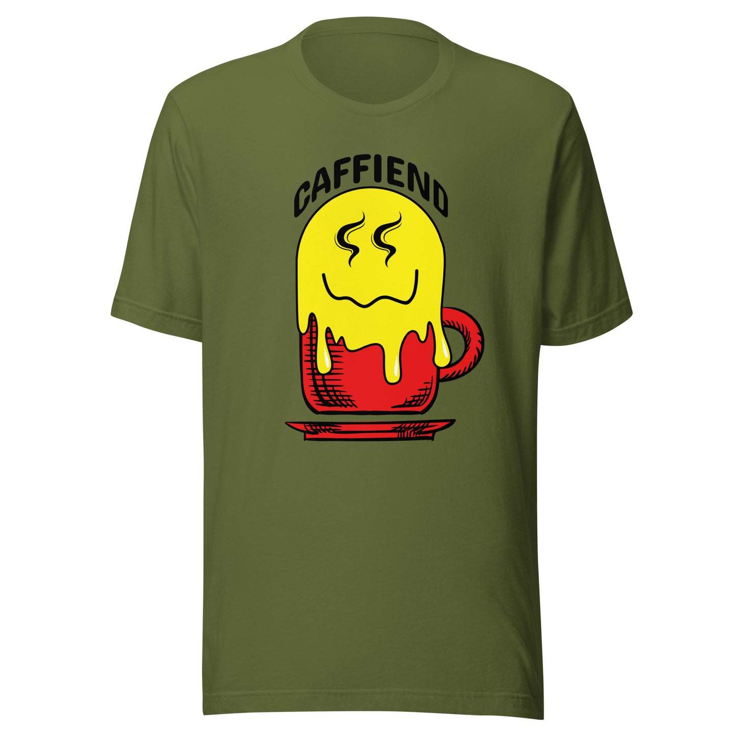 Melting Smile Emoji Caffiend Unisex t-shirt