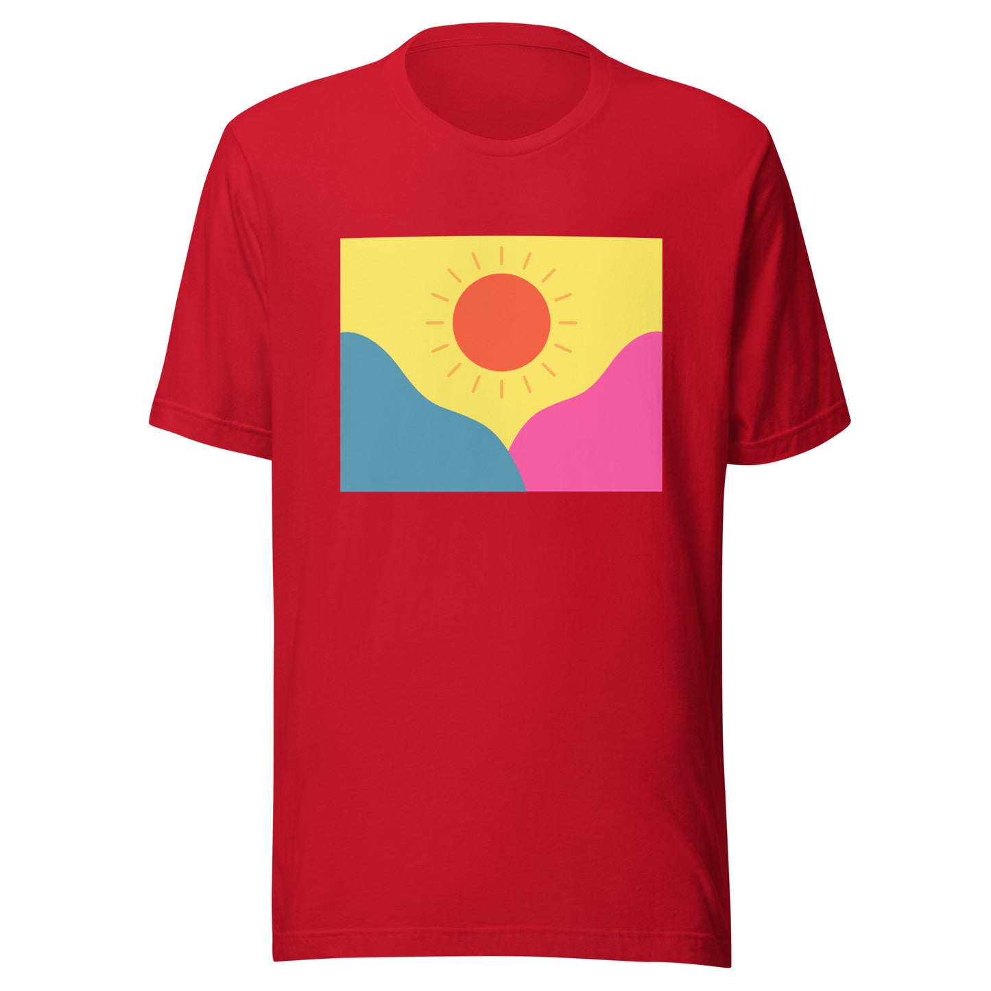 Abstract sun above mountains Unisex t-shirt