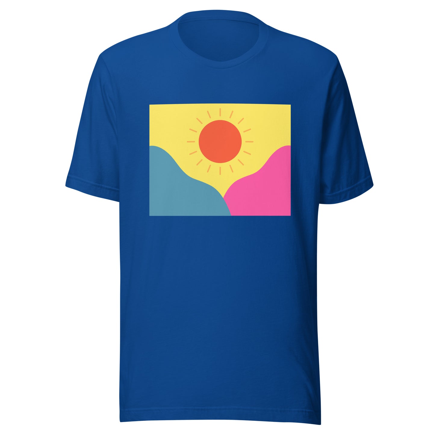 Abstract sun above mountains Unisex t-shirt