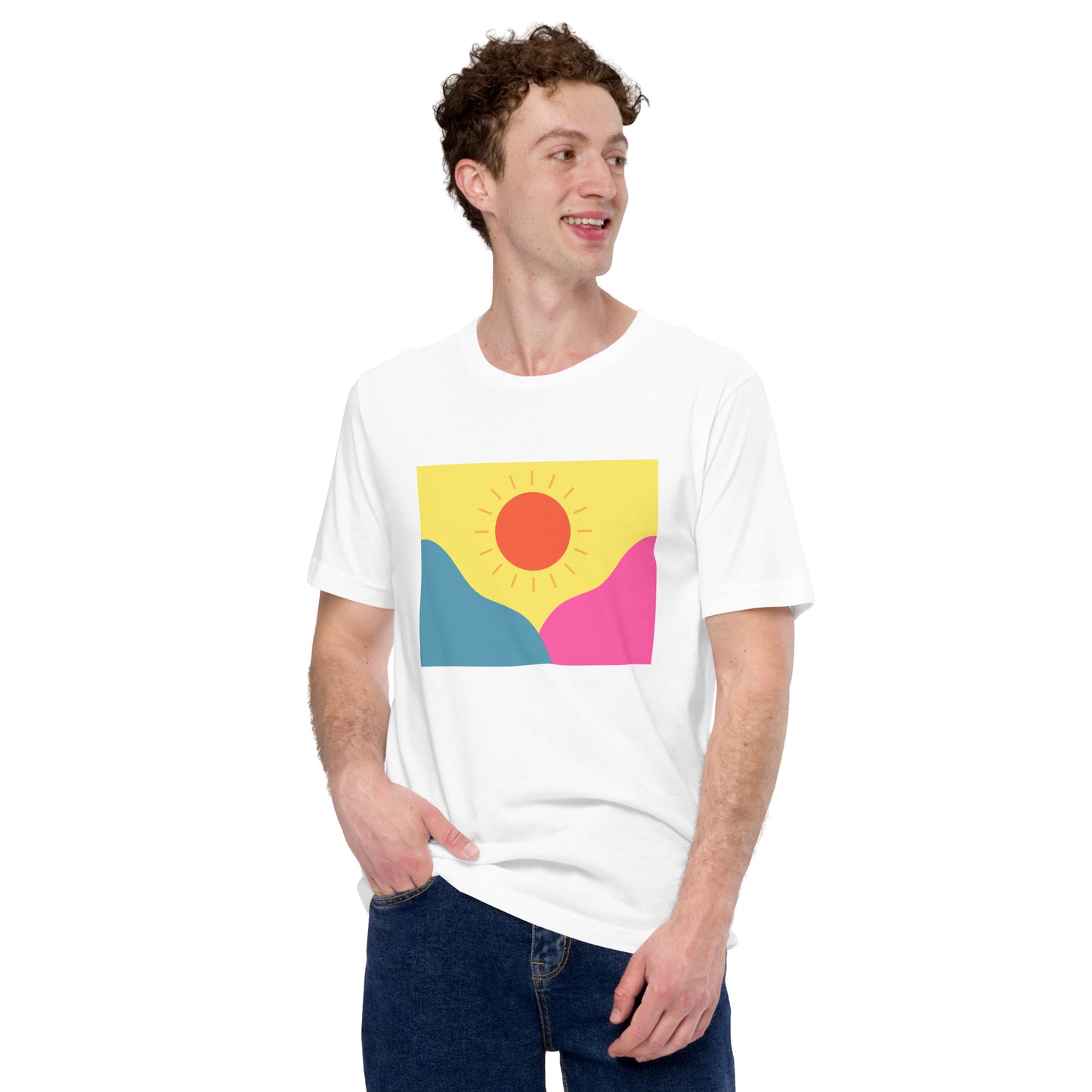 Abstract sun above mountains Unisex t-shirt