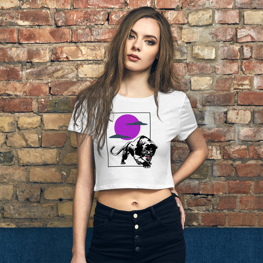 Traditional Black Panther Purple Moon Women’s Crop Top