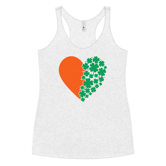 St Patrick's Day Heart Clovers Women's Racerback Tank