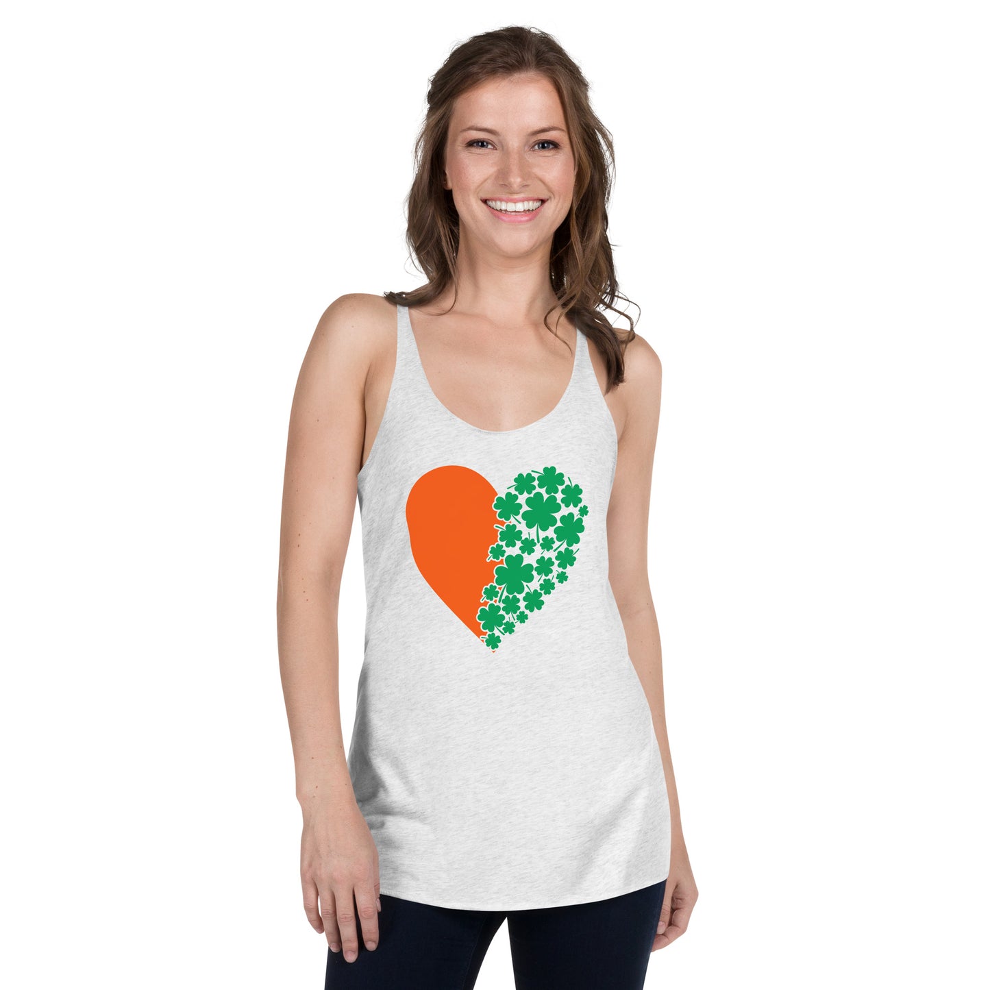 St Patrick's Day Heart Clovers Women's Racerback Tank