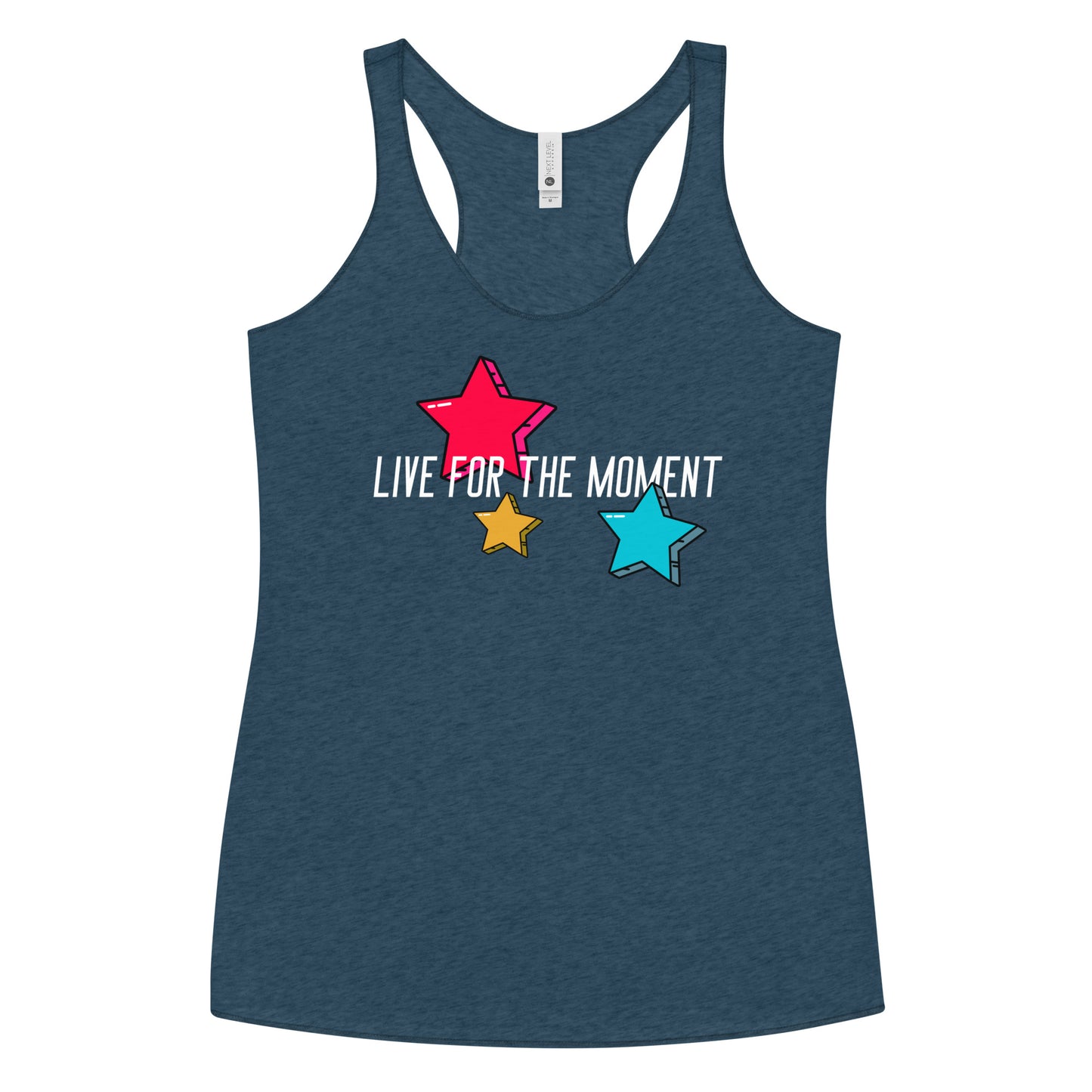 LIVE FOR THE MOMENT pop art stars Women's Racerback Tank