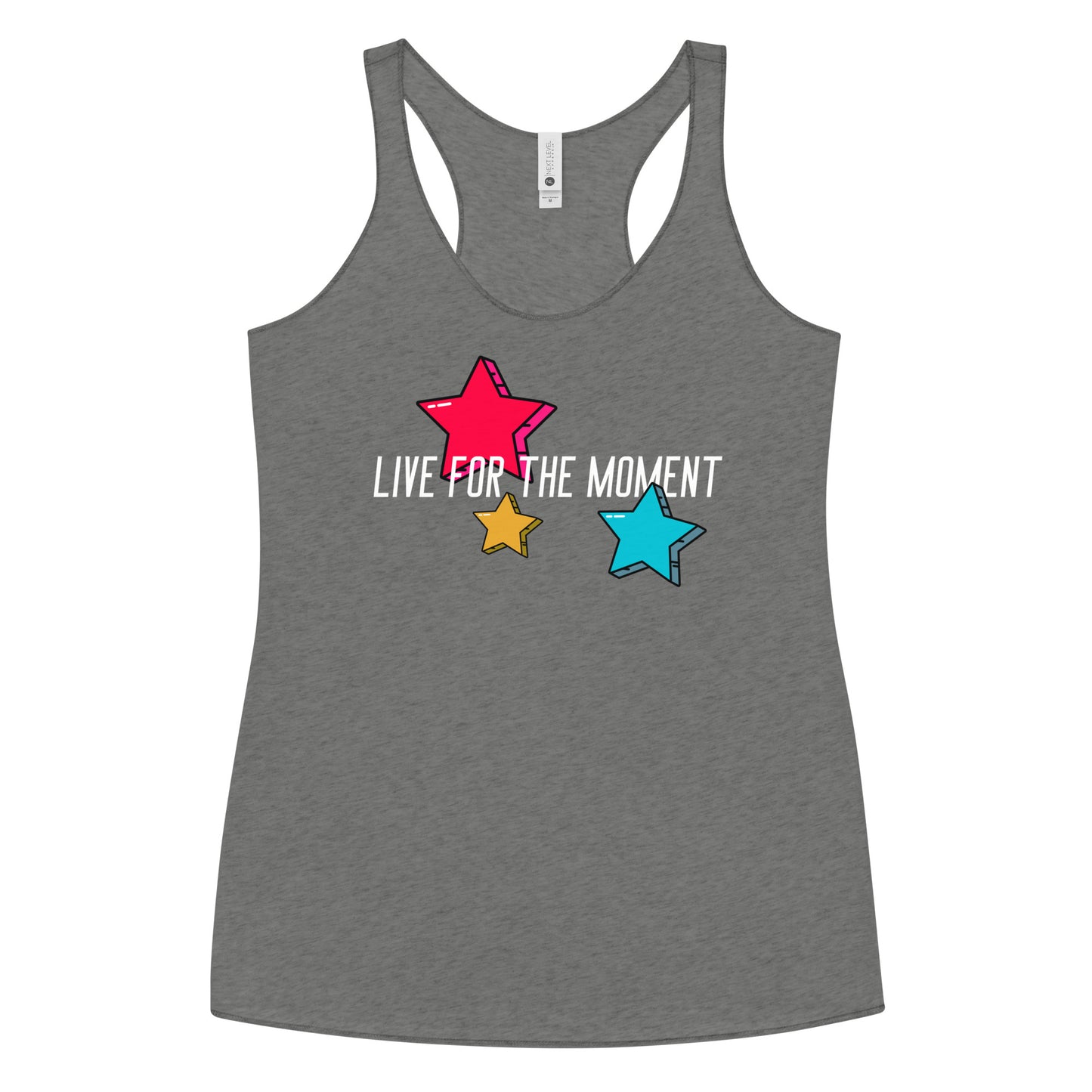 LIVE FOR THE MOMENT pop art stars Women's Racerback Tank