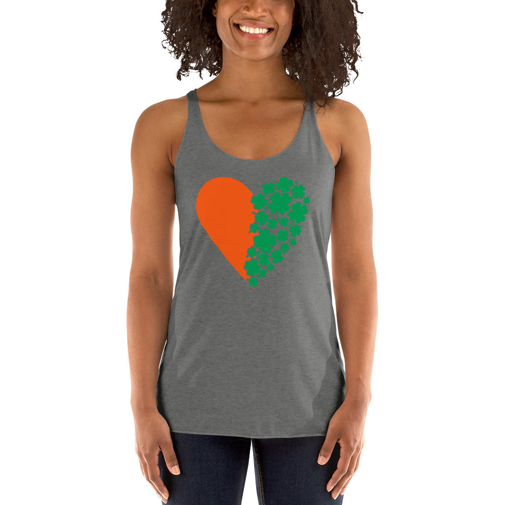 St Patrick's Day Heart Clovers Women's Racerback Tank