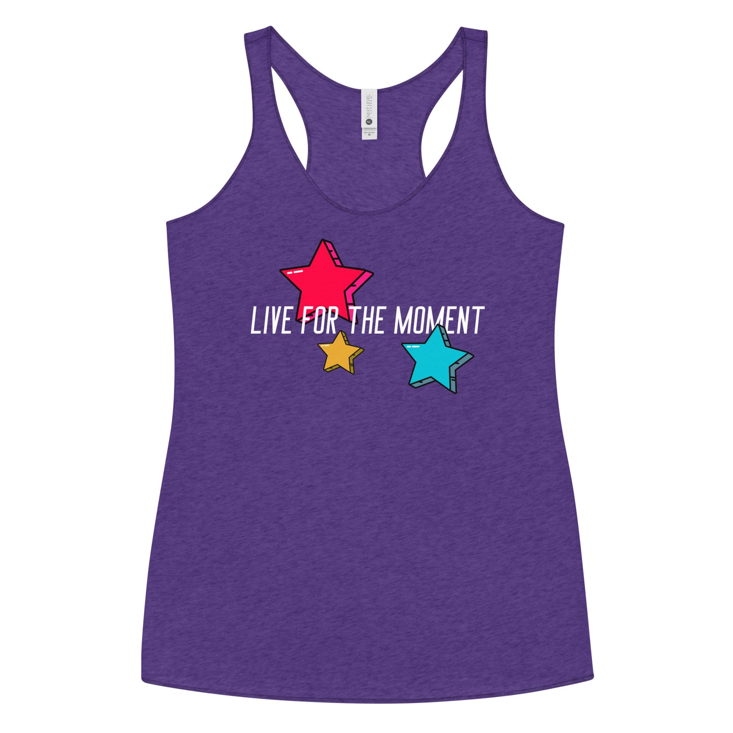 LIVE FOR THE MOMENT pop art stars Women's Racerback Tank