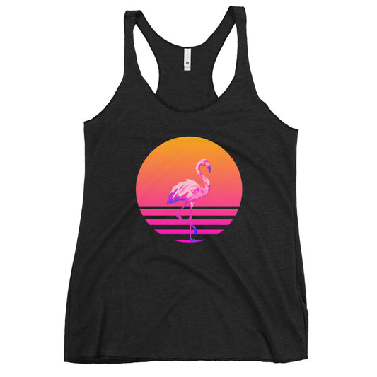 Retro Sunset Flamingo Women's Racerback Tank
