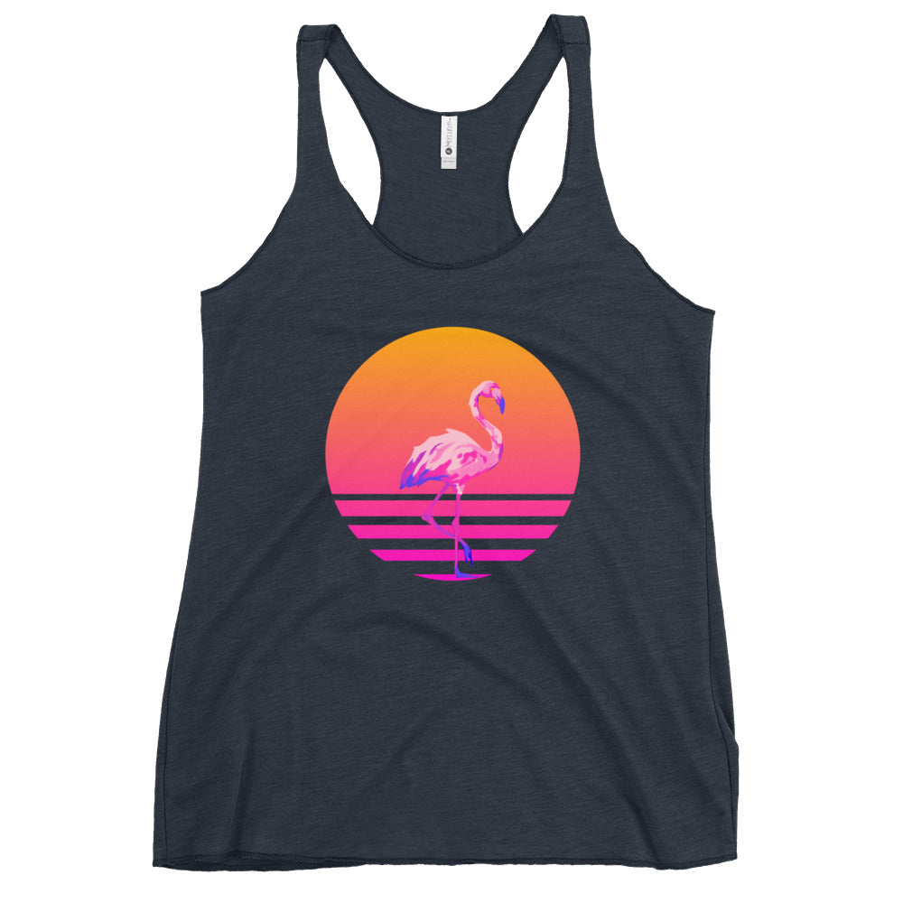 Retro Sunset Flamingo Women's Racerback Tank