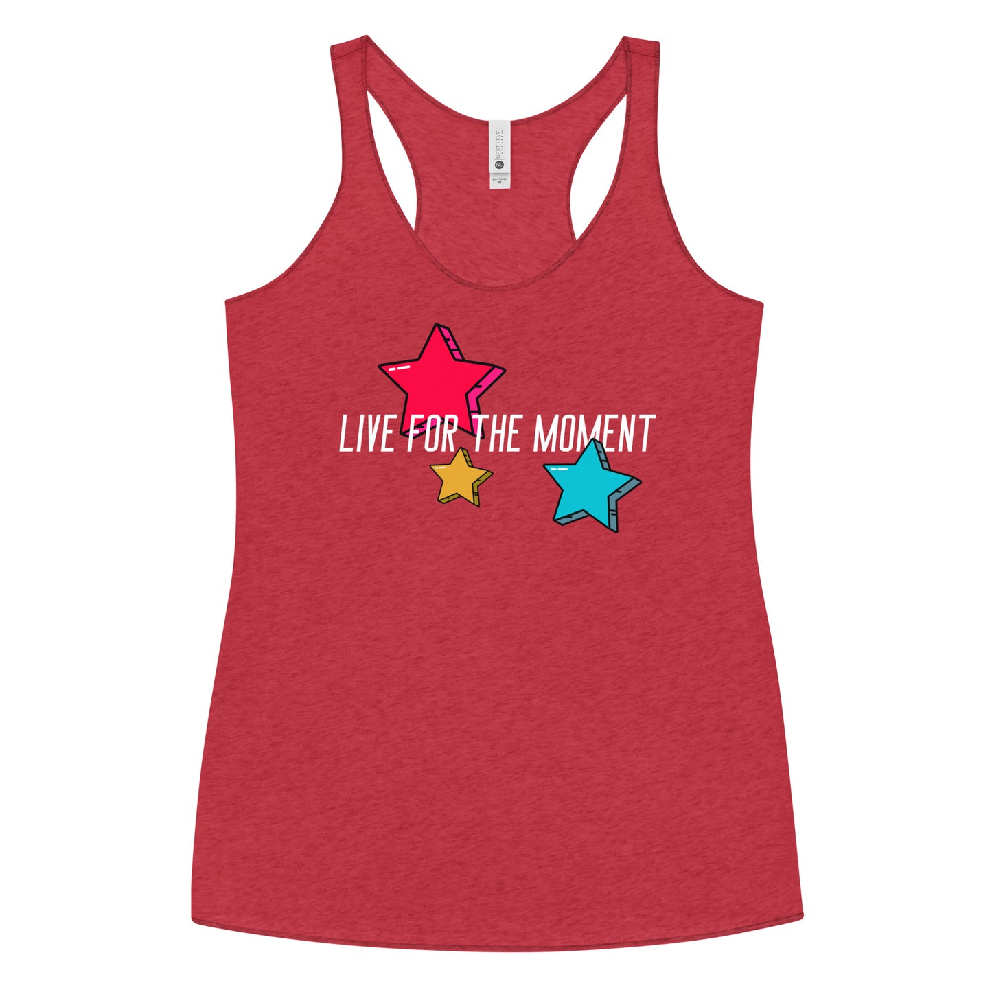 LIVE FOR THE MOMENT pop art stars Women's Racerback Tank