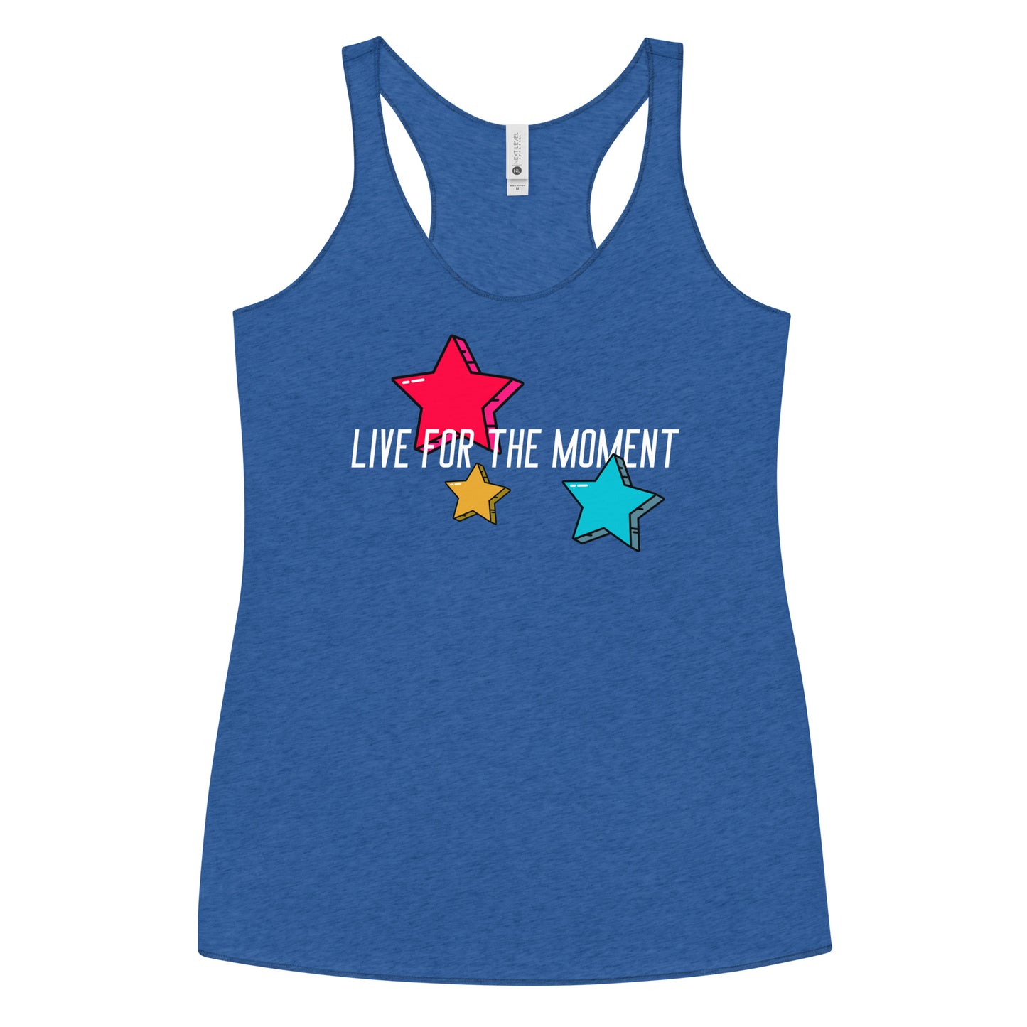 LIVE FOR THE MOMENT pop art stars Women's Racerback Tank