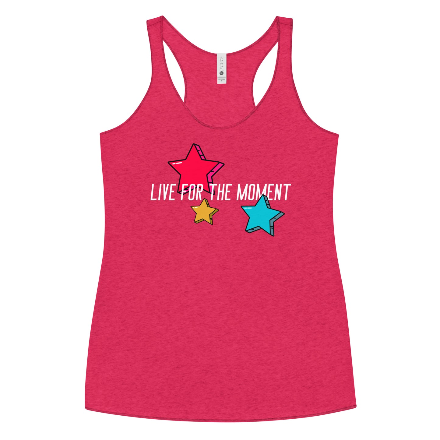 LIVE FOR THE MOMENT pop art stars Women's Racerback Tank