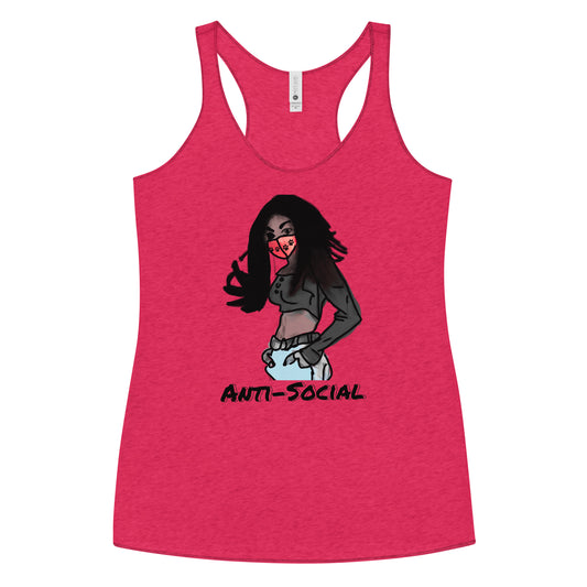 Anti-Social anime Women's Racerback Tank