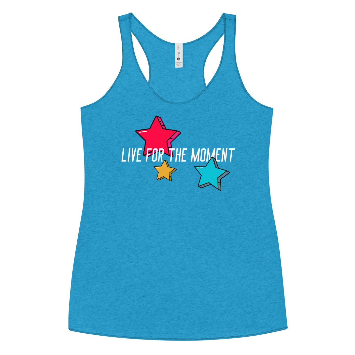 LIVE FOR THE MOMENT pop art stars Women's Racerback Tank