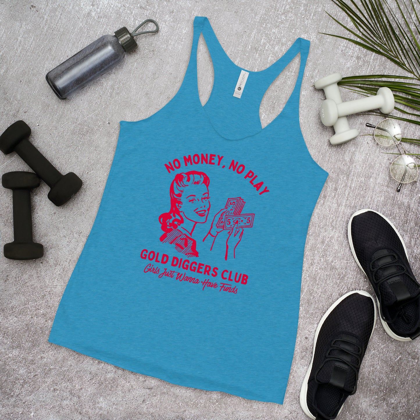 No Money, No Play. Gold Diggers Club Women's Racerback Tank