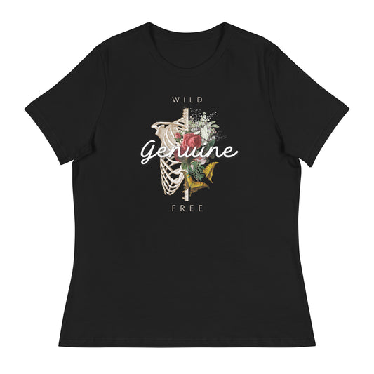 Wild Free GENUINE floral skeleton Women's Relaxed T-Shirt