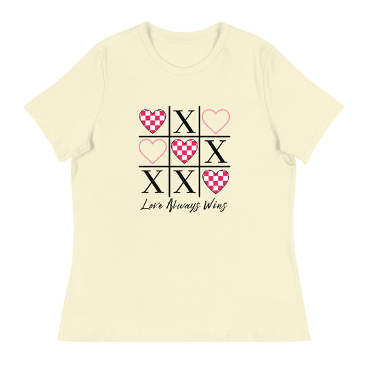 Love Always Wins tic tac toe Women's Relaxed T-Shirt