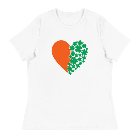 St. Patrick's Day Heart Clovers Women's Relaxed T-Shirt