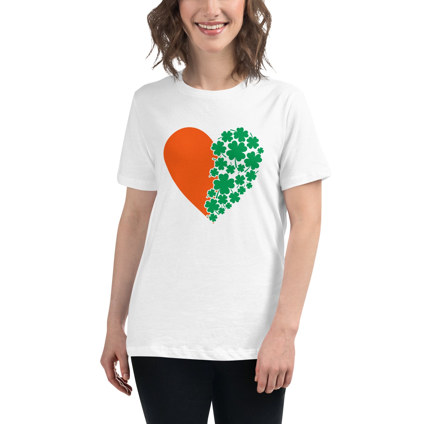 St. Patrick's Day Heart Clovers Women's Relaxed T-Shirt
