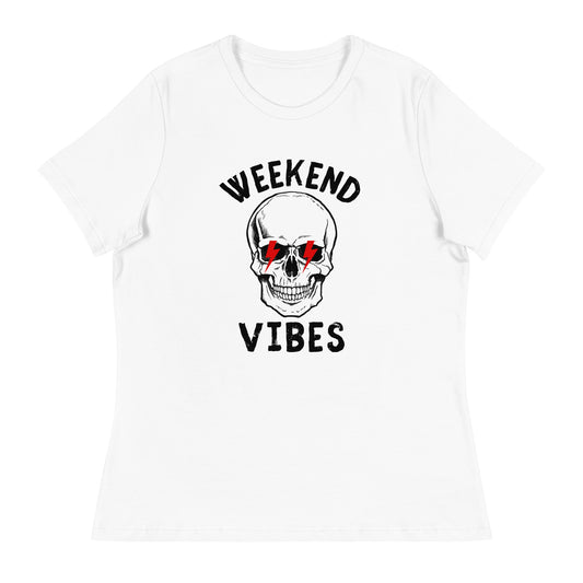 Weekend Vibes Lightning Skull Women's Relaxed T-Shirt